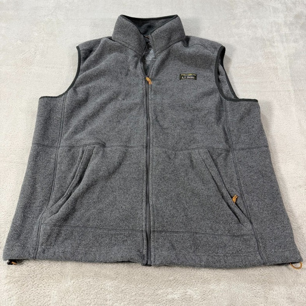 LL Bean Mens XL - Reg Fleece Vest Charcoal Gray Full Zip 504672 Outdoor Classic